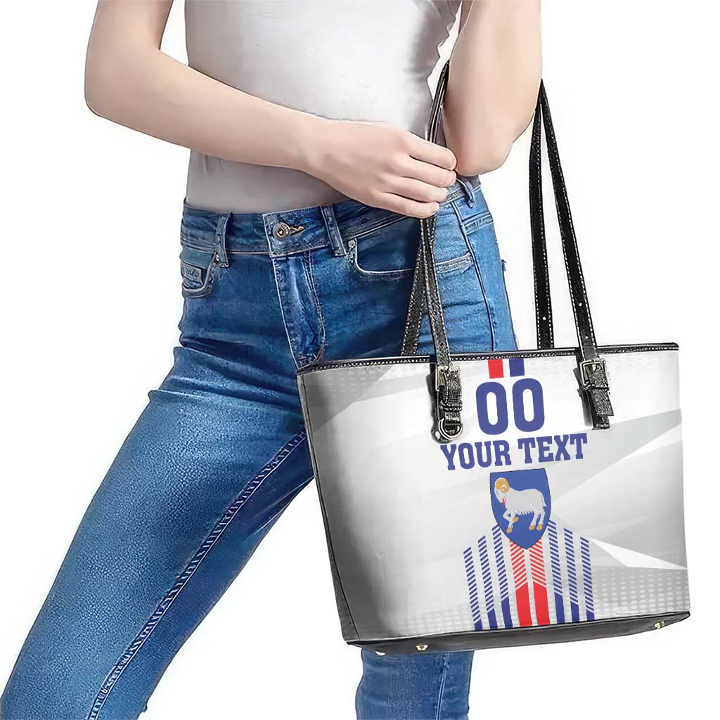 Custom Faroe Islands Football Leather Tote Bag Go Champion White Version