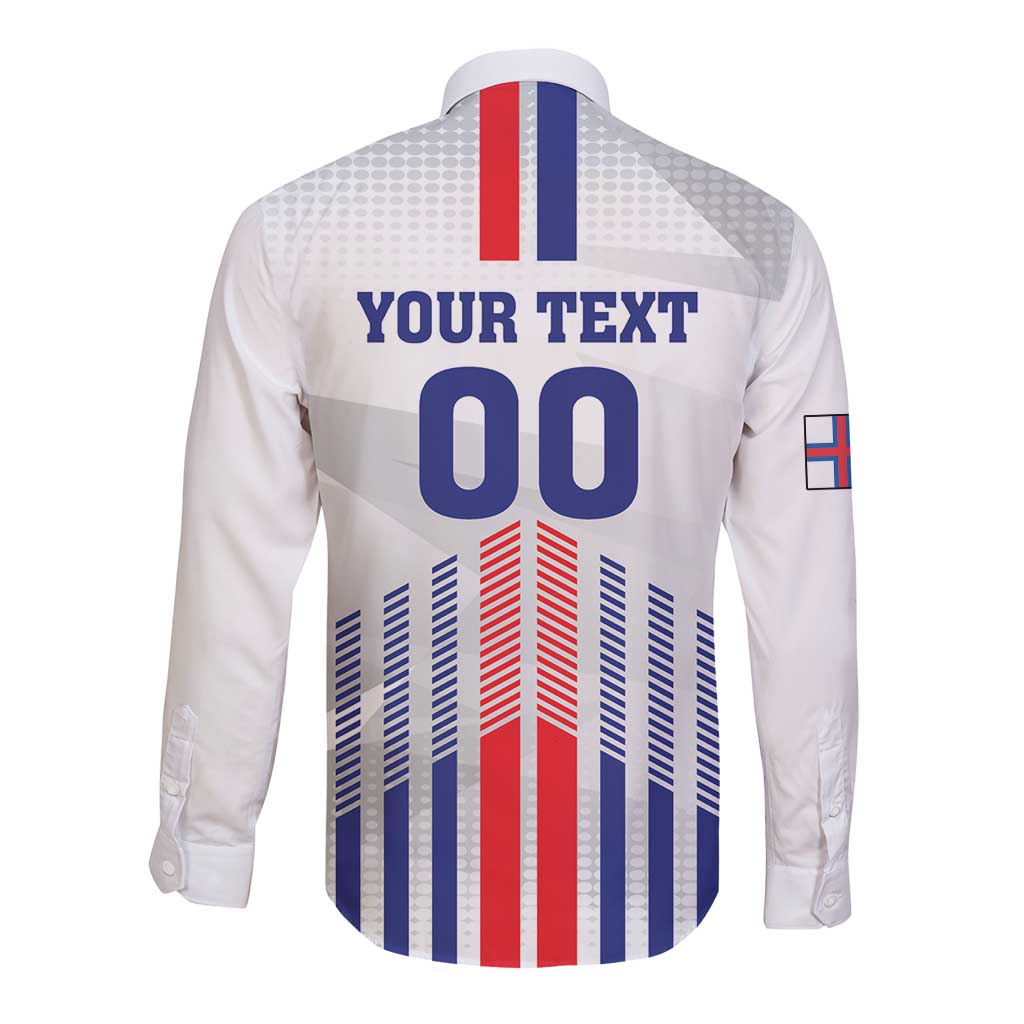 Custom Faroe Islands Football Long Sleeve Button Shirt Go Champion White Version