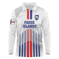 Custom Faroe Islands Football Long Sleeve Polo Shirt Go Champion White Version