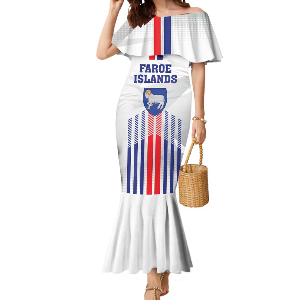 Custom Faroe Islands Football Mermaid Dress Go Champion White Version