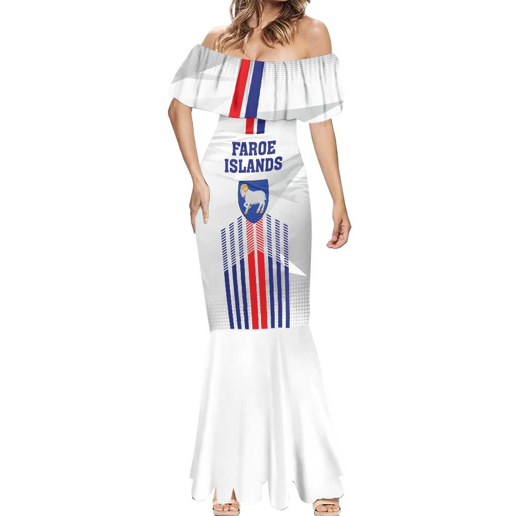 Custom Faroe Islands Football Mermaid Dress Go Champion White Version
