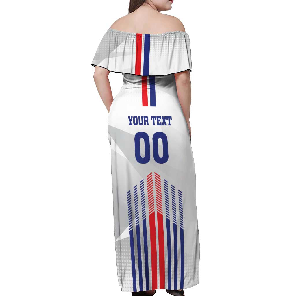 Custom Faroe Islands Football Off Shoulder Maxi Dress Go Champion White Version