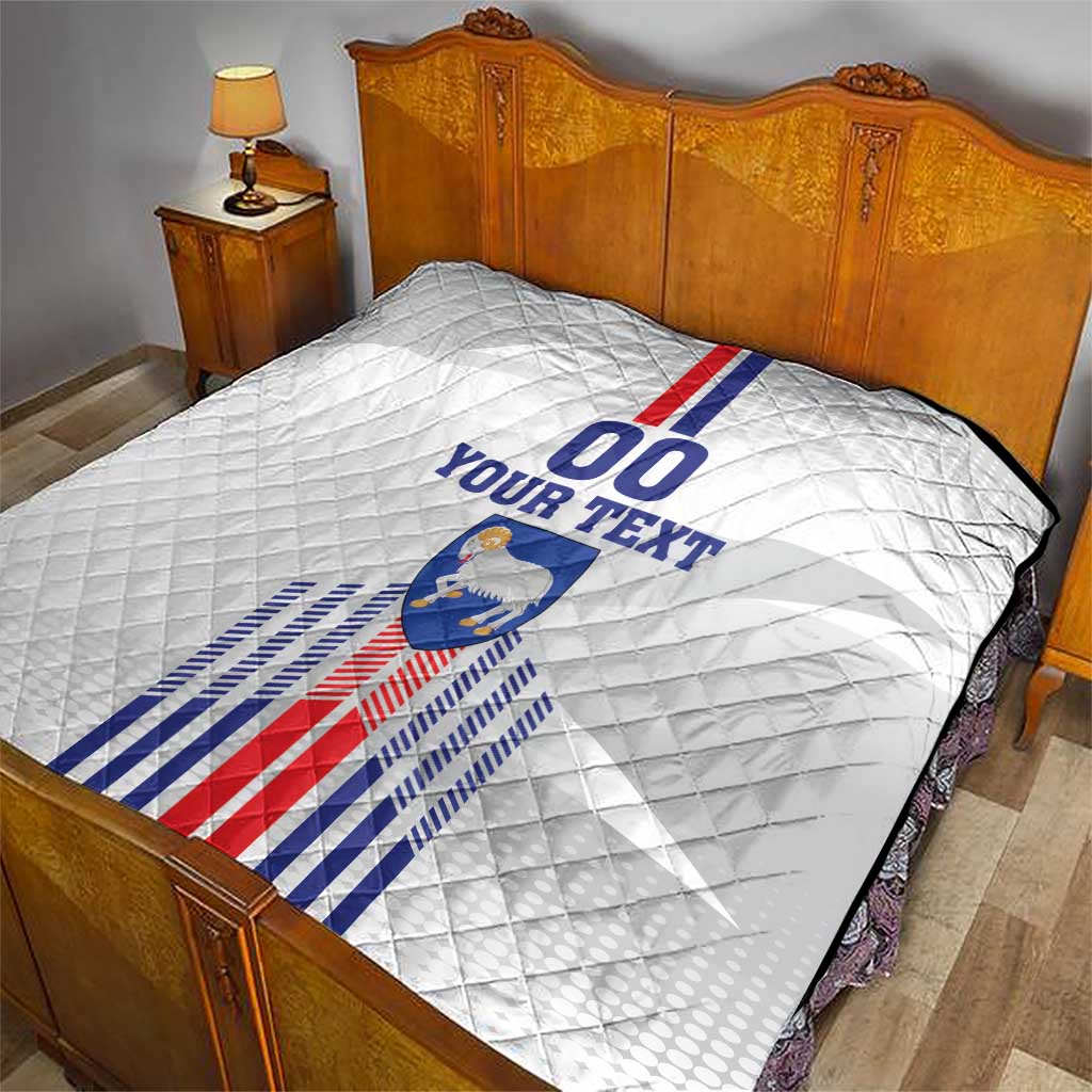 Custom Faroe Islands Football Quilt Go Champion White Version