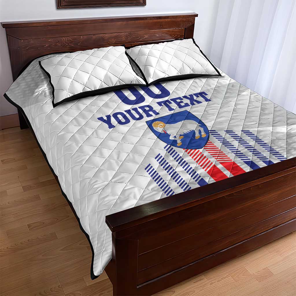 Custom Faroe Islands Football Quilt Bed Set Go Champion White Version