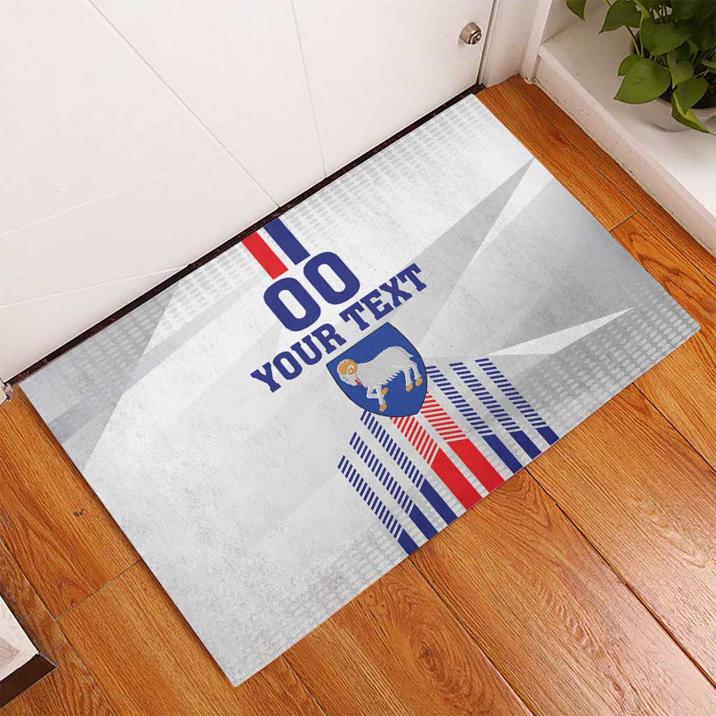 Custom Faroe Islands Football Rubber Doormat Go Champion White Version