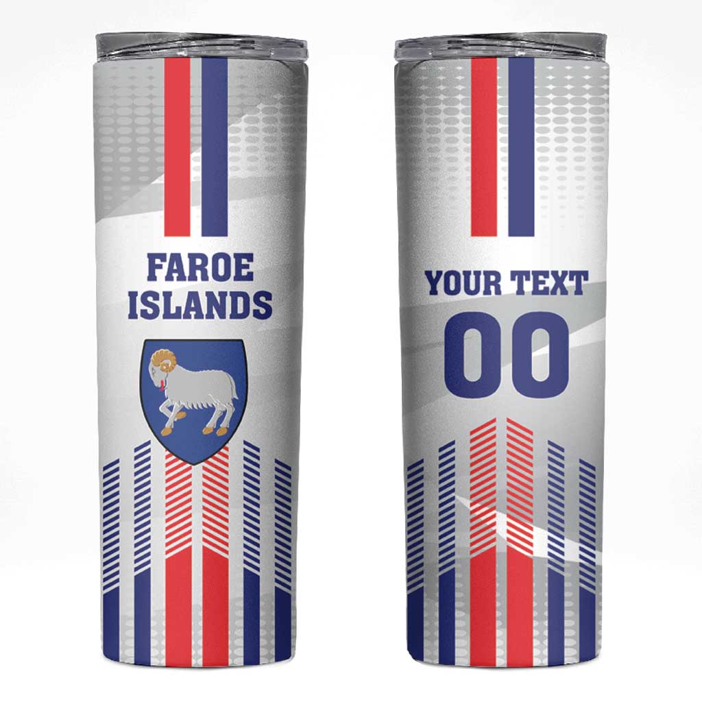 Custom Faroe Islands Football Skinny Tumbler Go Champion White Version