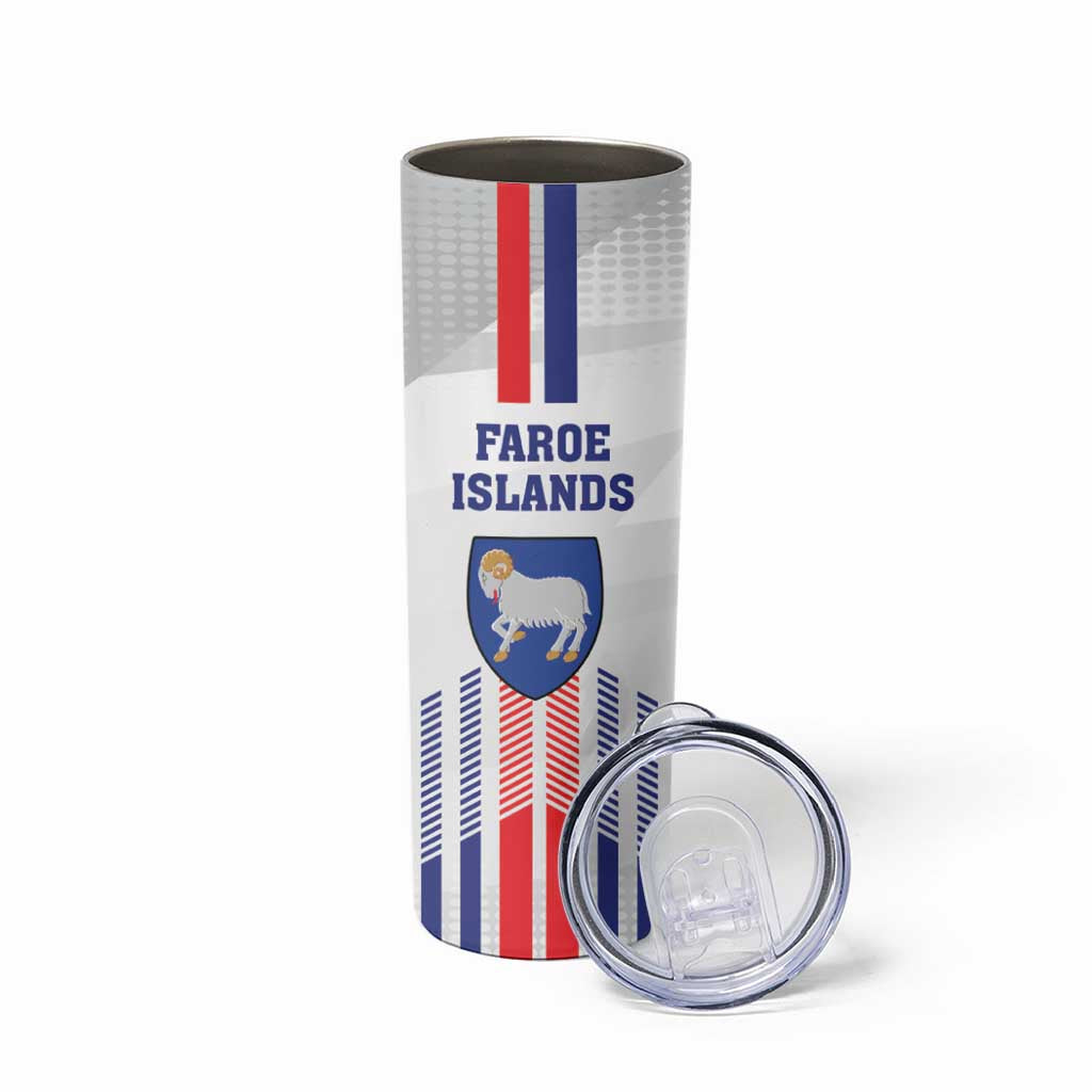 Custom Faroe Islands Football Skinny Tumbler Go Champion White Version