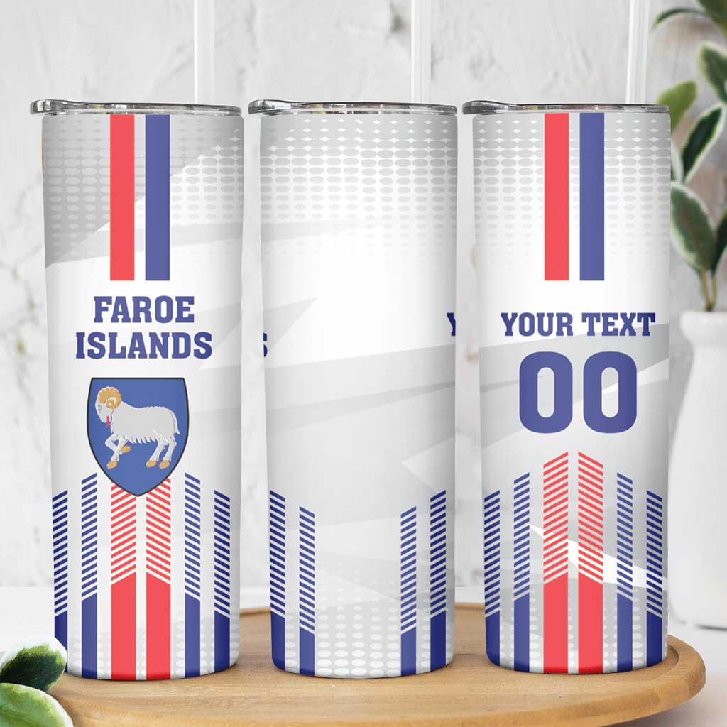 Custom Faroe Islands Football Skinny Tumbler Go Champion White Version