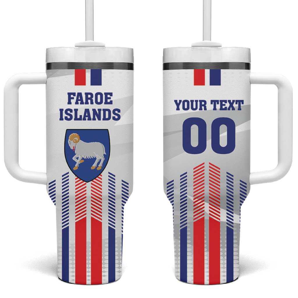 Custom Faroe Islands Football Tumbler With Handle Go Champion White Version