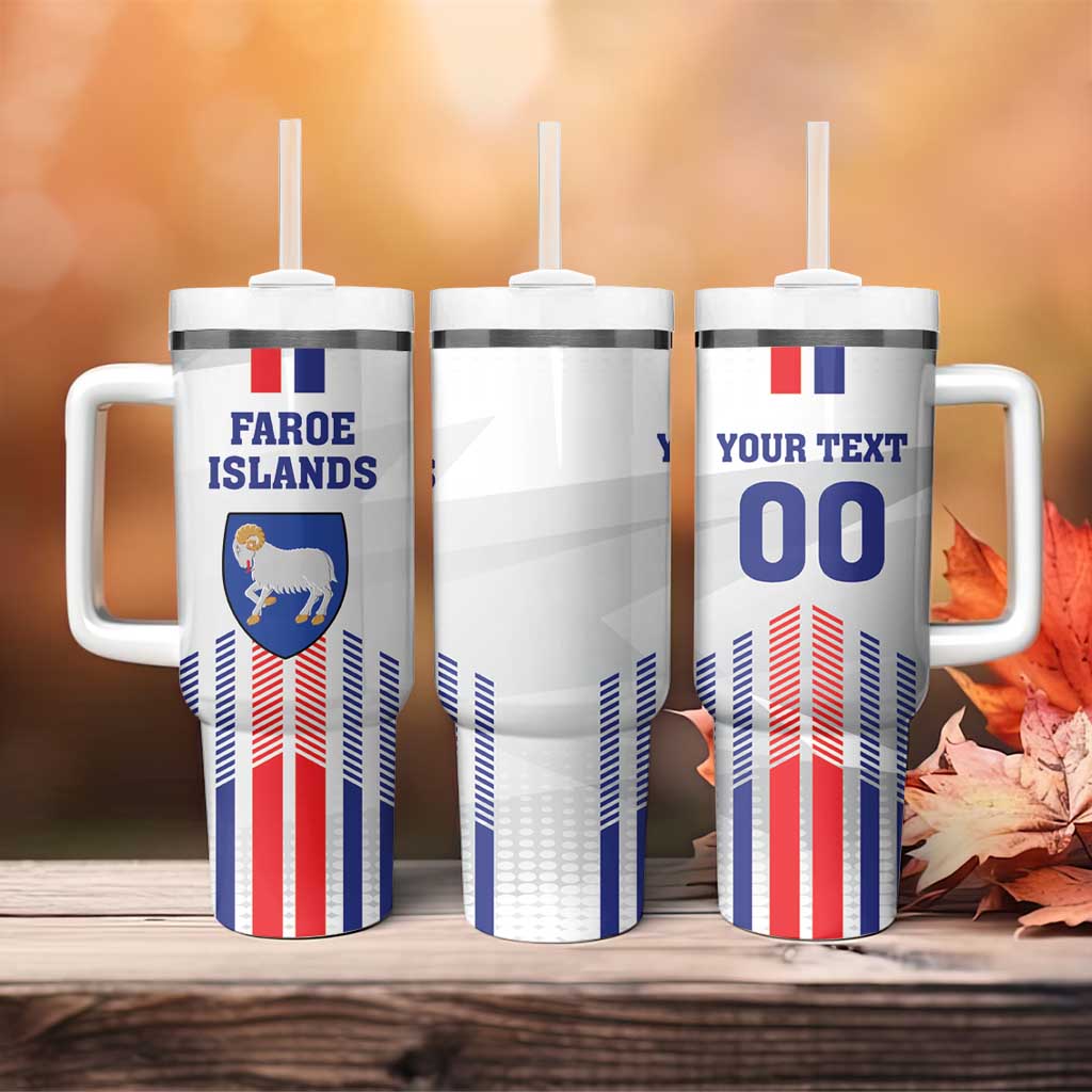 Custom Faroe Islands Football Tumbler With Handle Go Champion White Version