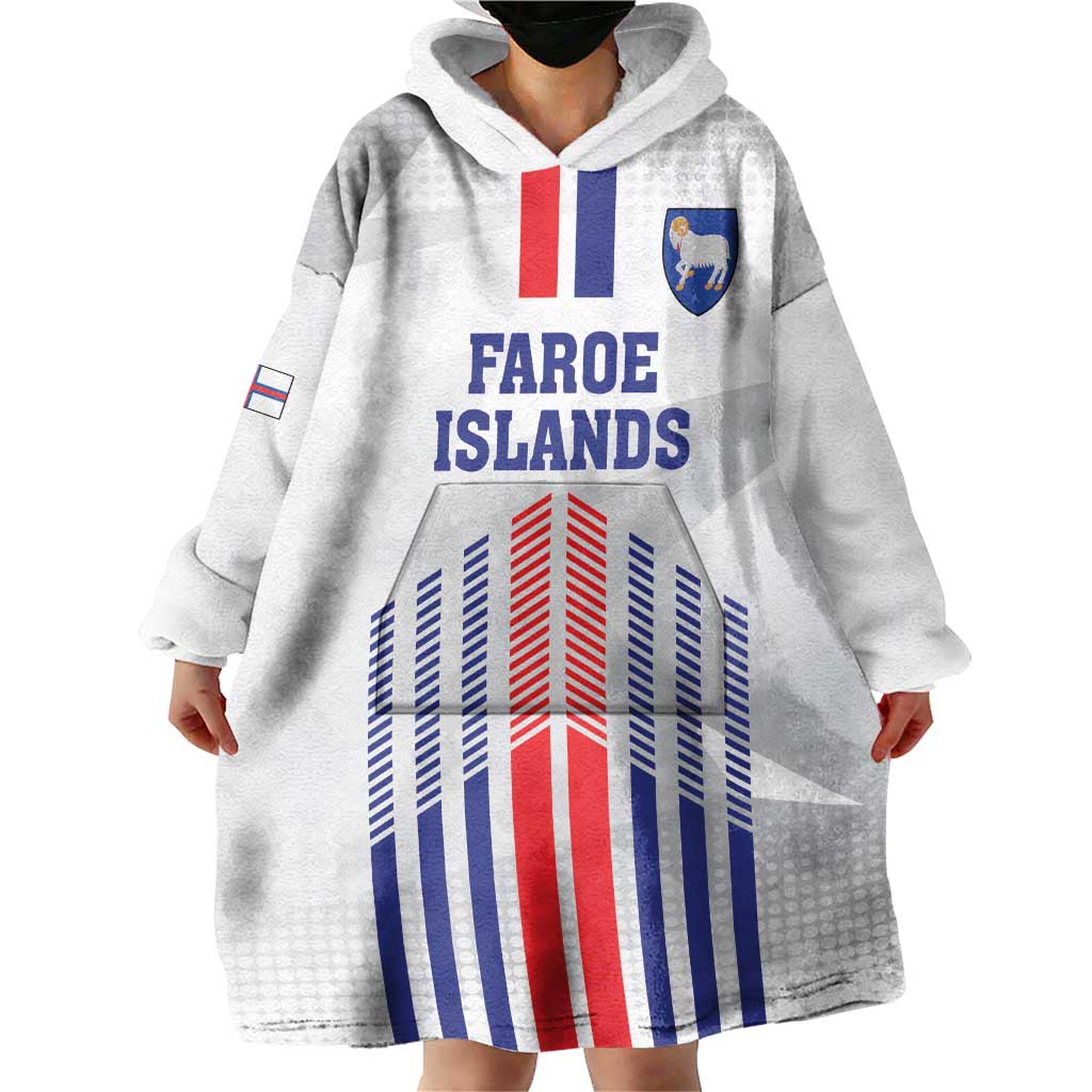 Custom Faroe Islands Football Wearable Blanket Hoodie Go Champion White Version