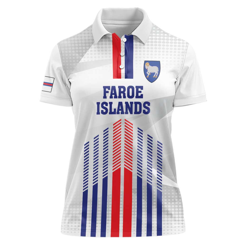 Custom Faroe Islands Football Women Polo Shirt Go Champion White Version