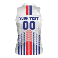 Custom Faroe Islands Football Women Sleeveless Polo Shirt Go Champion White Version