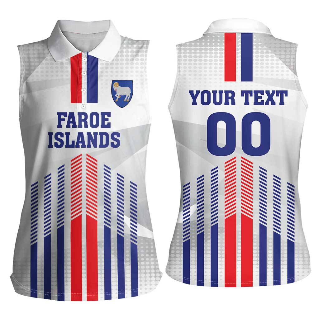 Custom Faroe Islands Football Women Sleeveless Polo Shirt Go Champion White Version