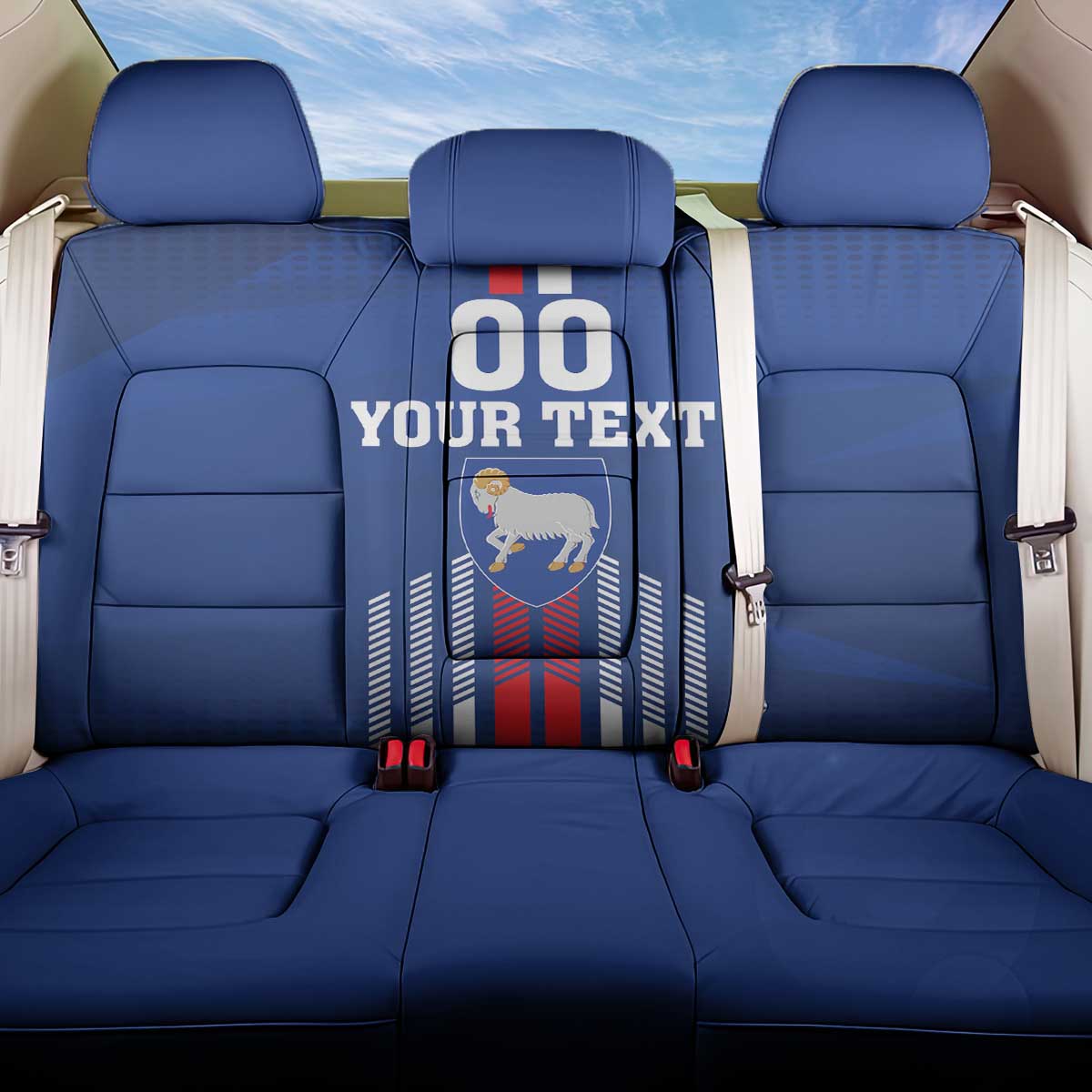 Custom Faroe Islands Football Back Car Seat Cover Go Champion Blue Version
