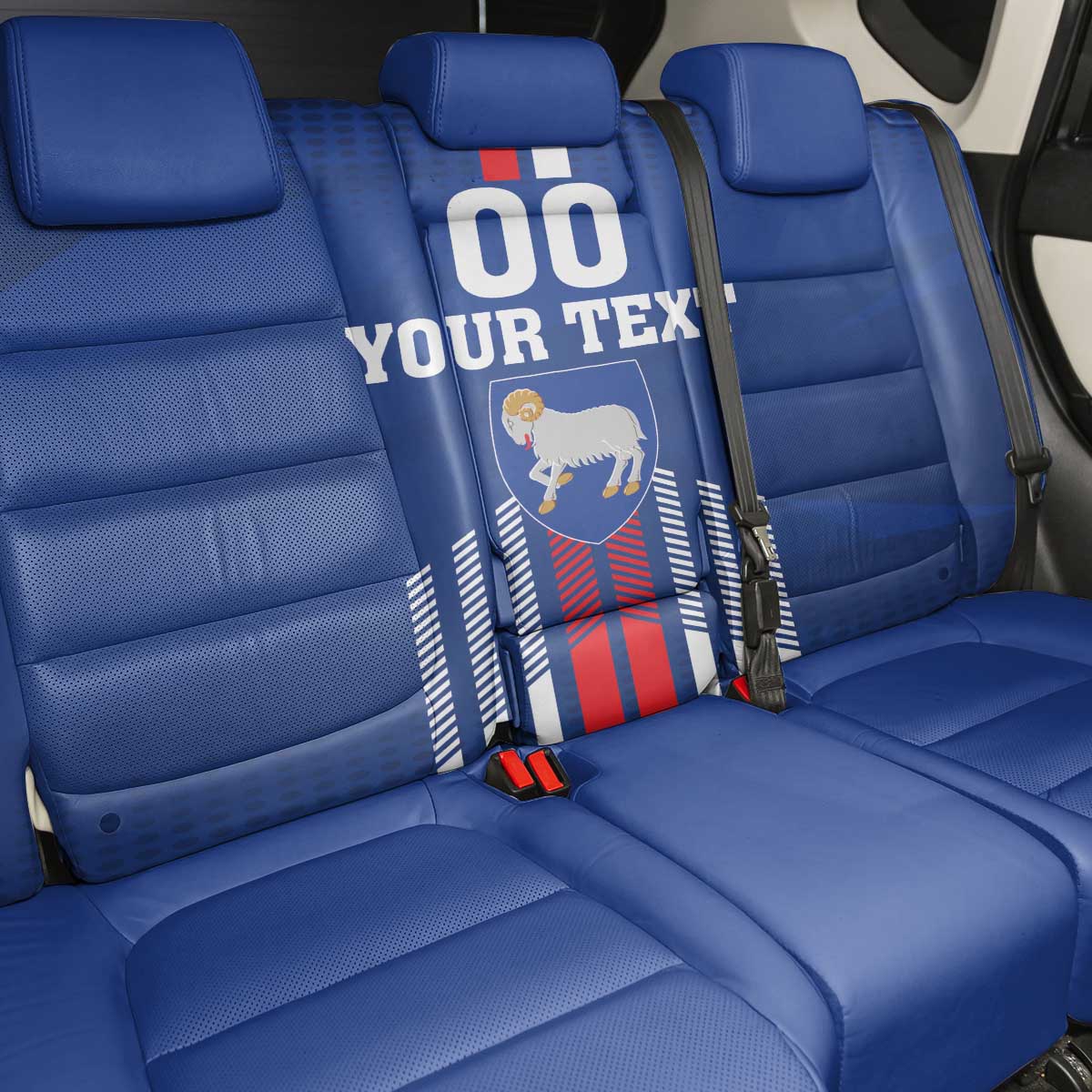 Custom Faroe Islands Football Back Car Seat Cover Go Champion Blue Version