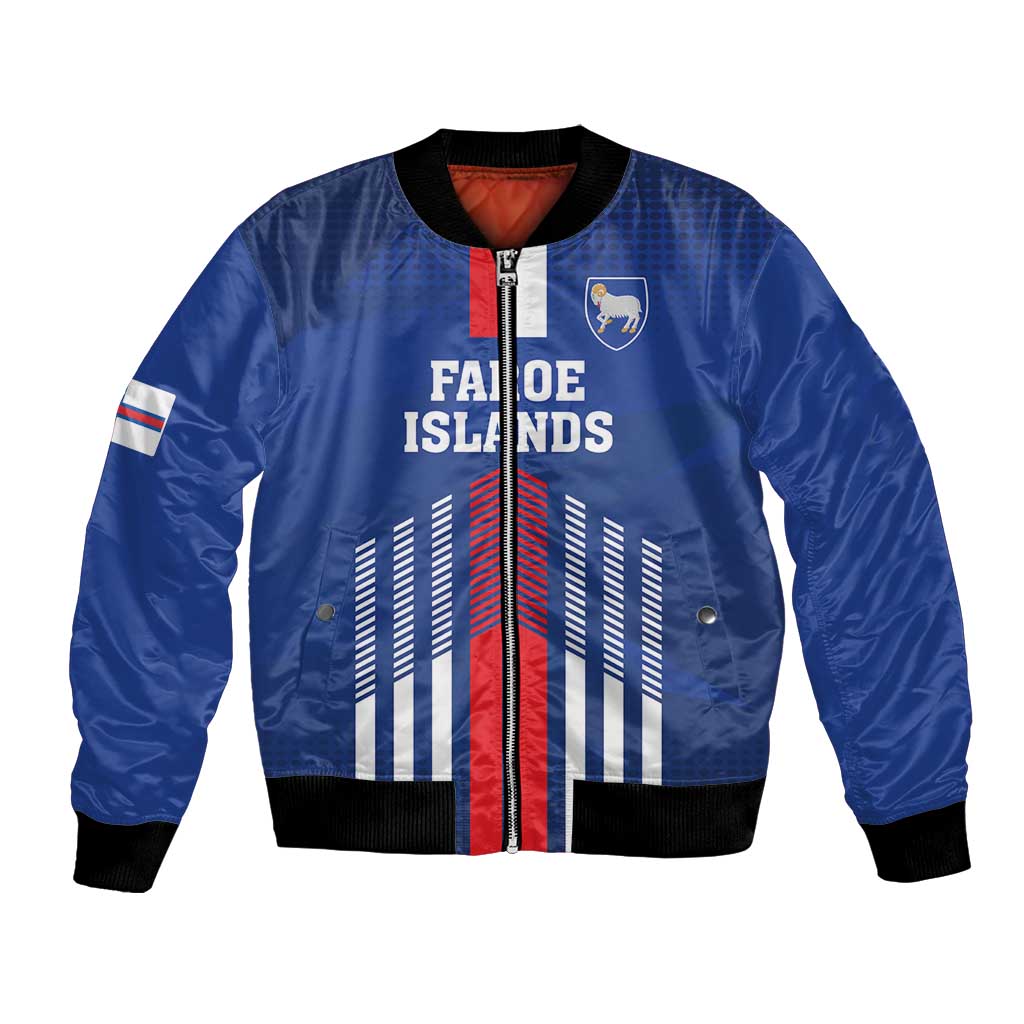 Custom Faroe Islands Football Bomber Jacket Go Champion Blue Version