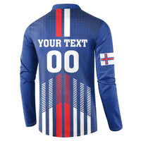 Custom Faroe Islands Football Button Sweatshirt Go Champion Blue Version