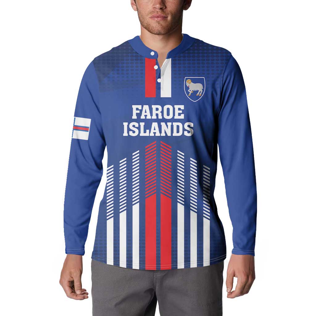 Custom Faroe Islands Football Button Sweatshirt Go Champion Blue Version