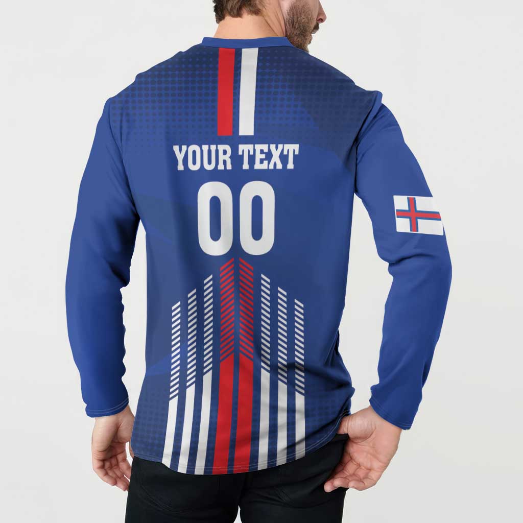 Custom Faroe Islands Football Button Sweatshirt Go Champion Blue Version