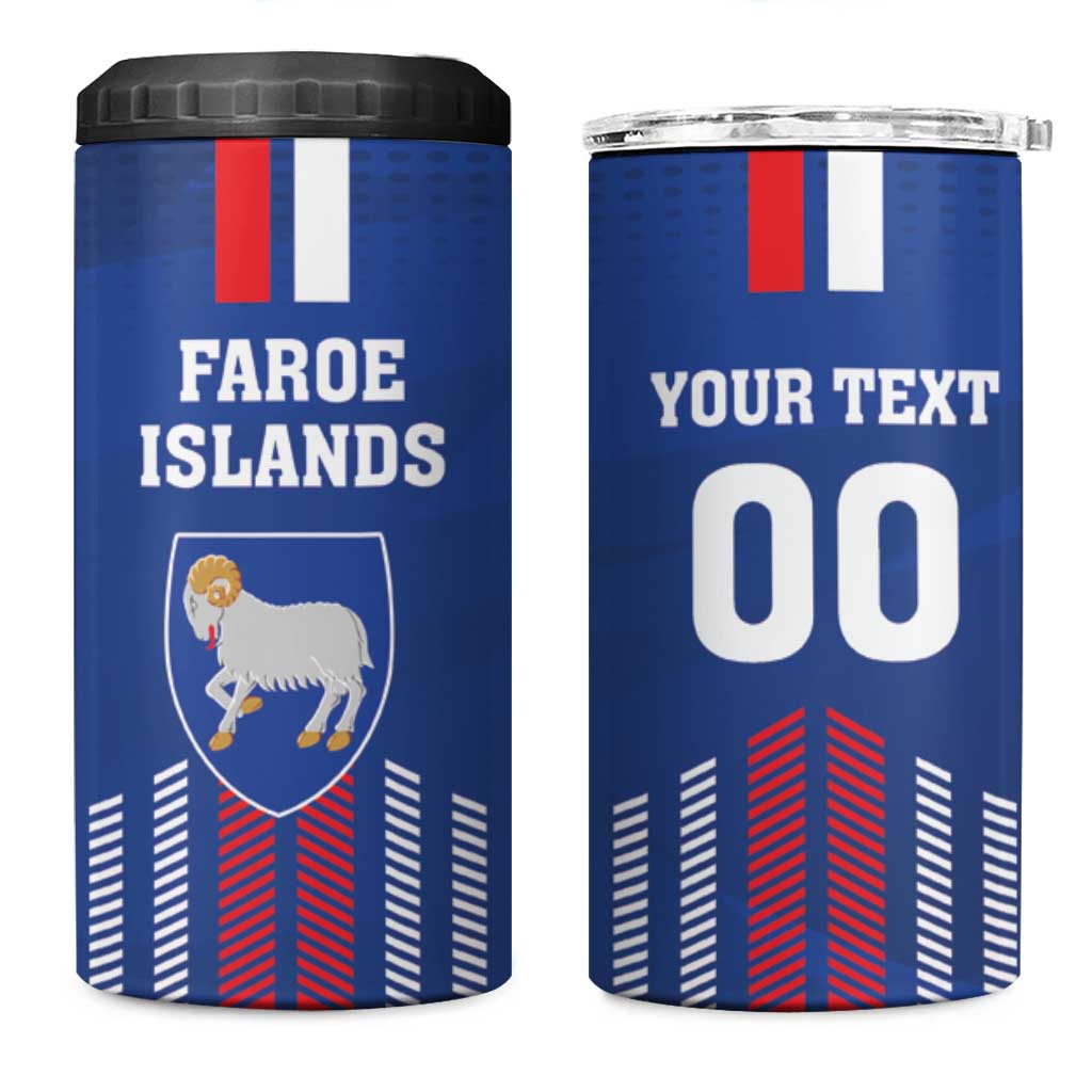 Custom Faroe Islands Football 4 in 1 Can Cooler Tumbler Go Champion Blue Version