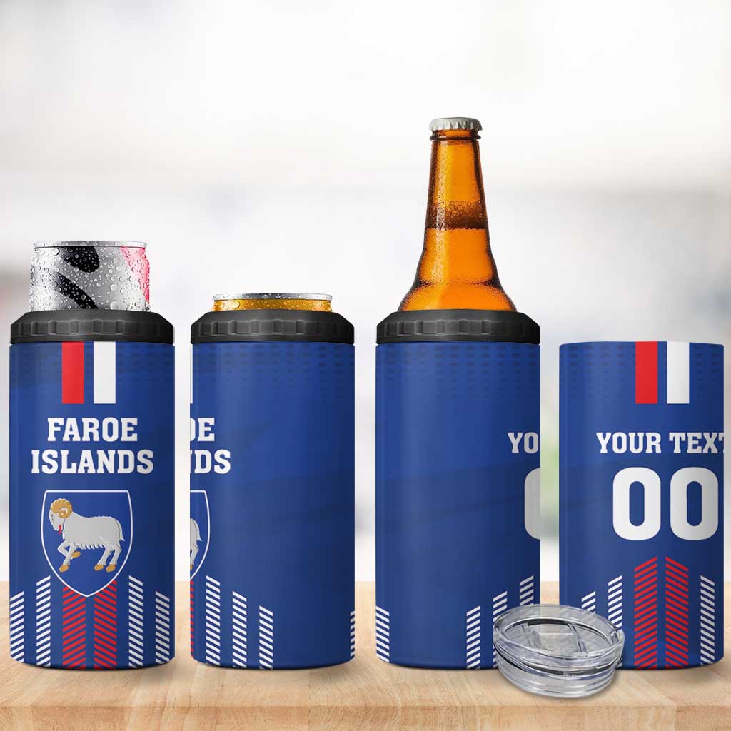 Custom Faroe Islands Football 4 in 1 Can Cooler Tumbler Go Champion Blue Version