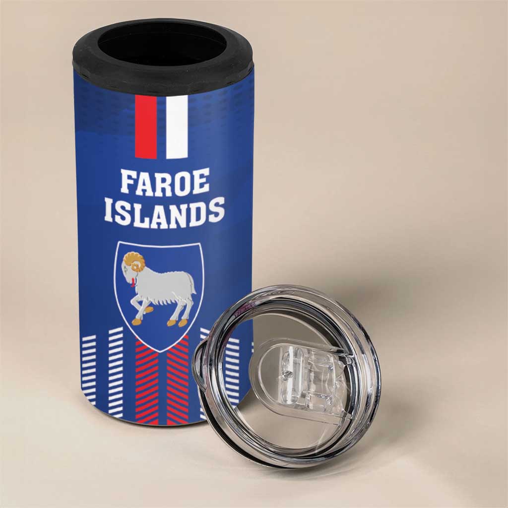 Custom Faroe Islands Football 4 in 1 Can Cooler Tumbler Go Champion Blue Version