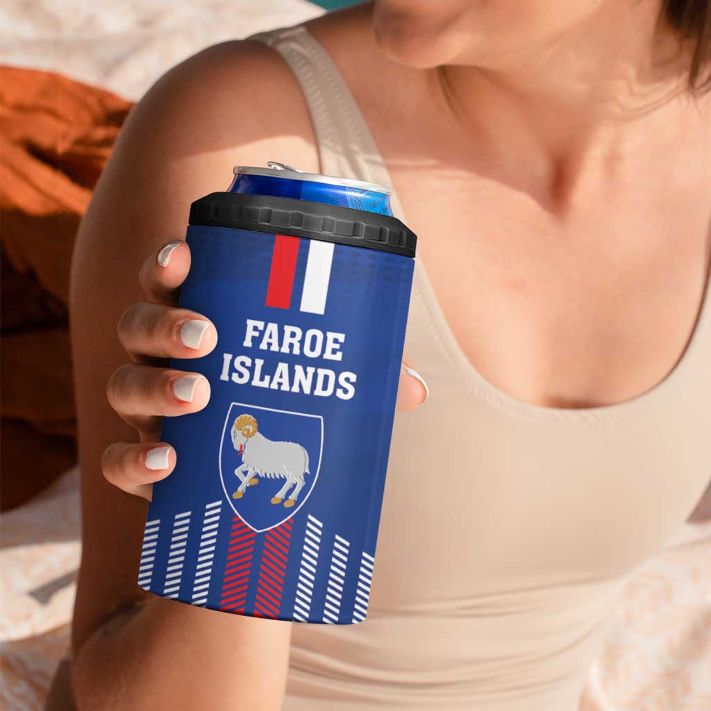 Custom Faroe Islands Football 4 in 1 Can Cooler Tumbler Go Champion Blue Version
