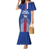 Custom Faroe Islands Football Family Matching Mermaid Dress and Hawaiian Shirt Go Champion Blue Version