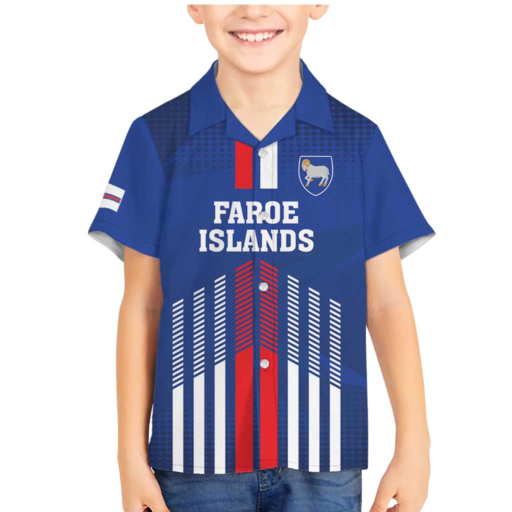 Custom Faroe Islands Football Family Matching Mermaid Dress and Hawaiian Shirt Go Champion Blue Version