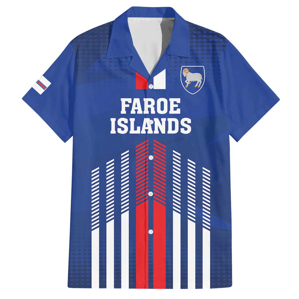 Custom Faroe Islands Football Family Matching Off Shoulder Short Dress and Hawaiian Shirt Go Champion Blue Version