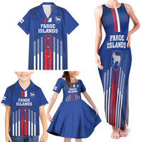 Custom Faroe Islands Football Family Matching Tank Maxi Dress and Hawaiian Shirt Go Champion Blue Version