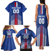 Custom Faroe Islands Football Family Matching Tank Maxi Dress and Hawaiian Shirt Go Champion Blue Version