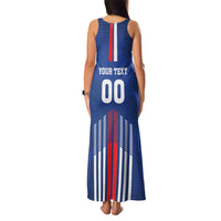 Custom Faroe Islands Football Family Matching Tank Maxi Dress and Hawaiian Shirt Go Champion Blue Version