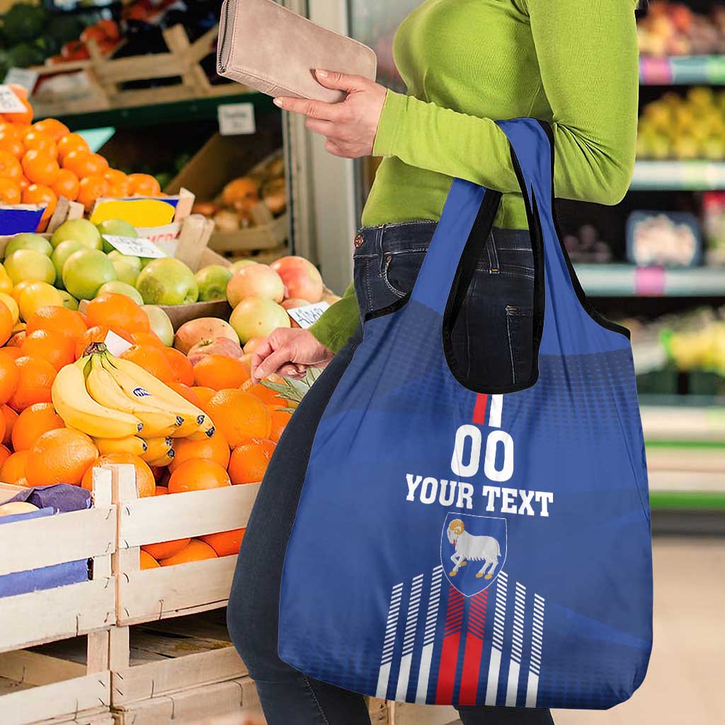 Custom Faroe Islands Football Grocery Bag Go Champion Blue Version