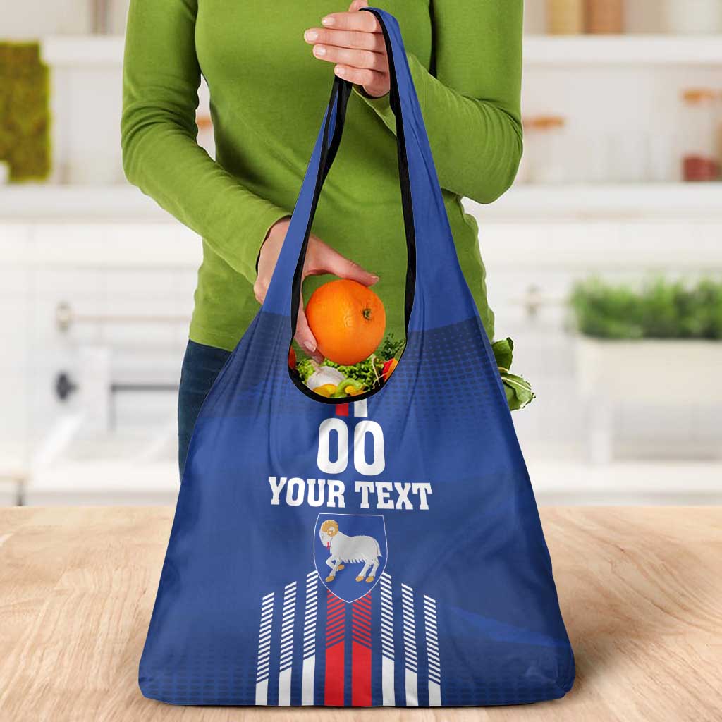 Custom Faroe Islands Football Grocery Bag Go Champion Blue Version
