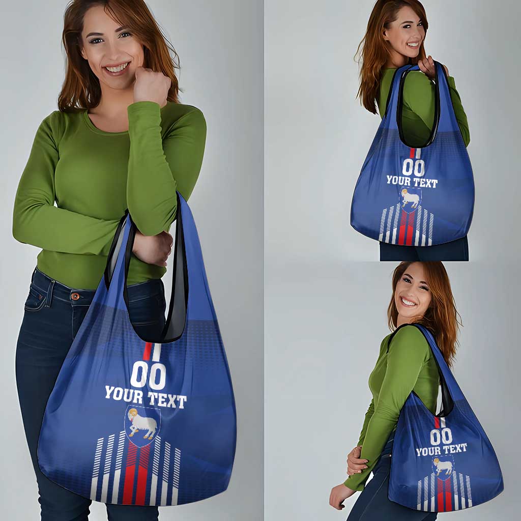 Custom Faroe Islands Football Grocery Bag Go Champion Blue Version
