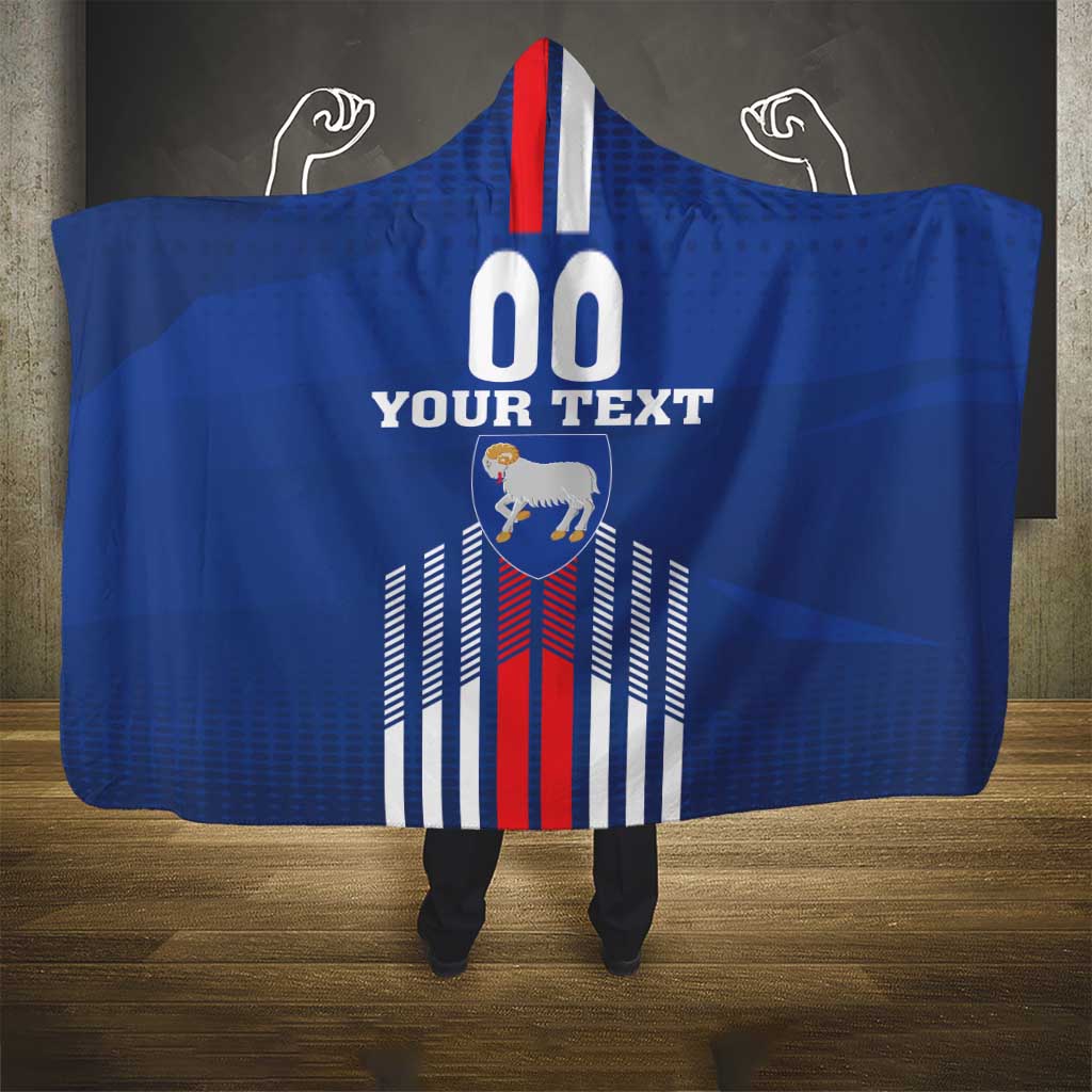 Custom Faroe Islands Football Hooded Blanket Go Champion Blue Version