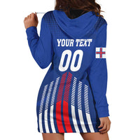 Custom Faroe Islands Football Hoodie Dress Go Champion Blue Version