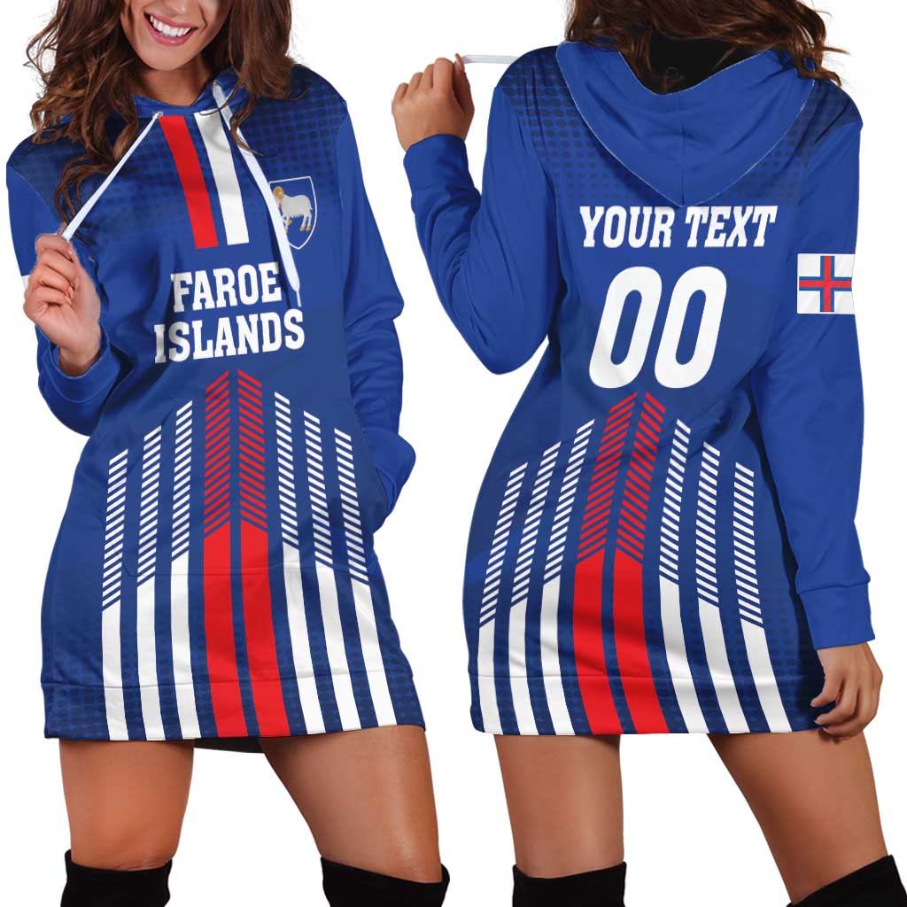 Custom Faroe Islands Football Hoodie Dress Go Champion Blue Version