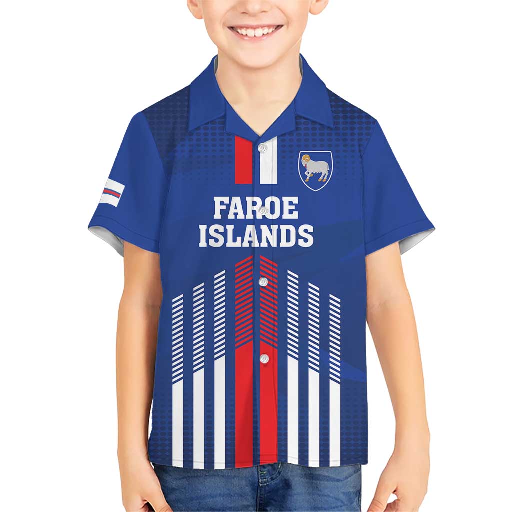 Custom Faroe Islands Football Kid Hawaiian Shirt Go Champion Blue Version