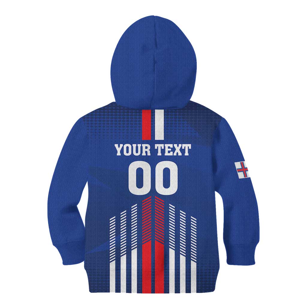 Custom Faroe Islands Football Kid Hoodie Go Champion Blue Version