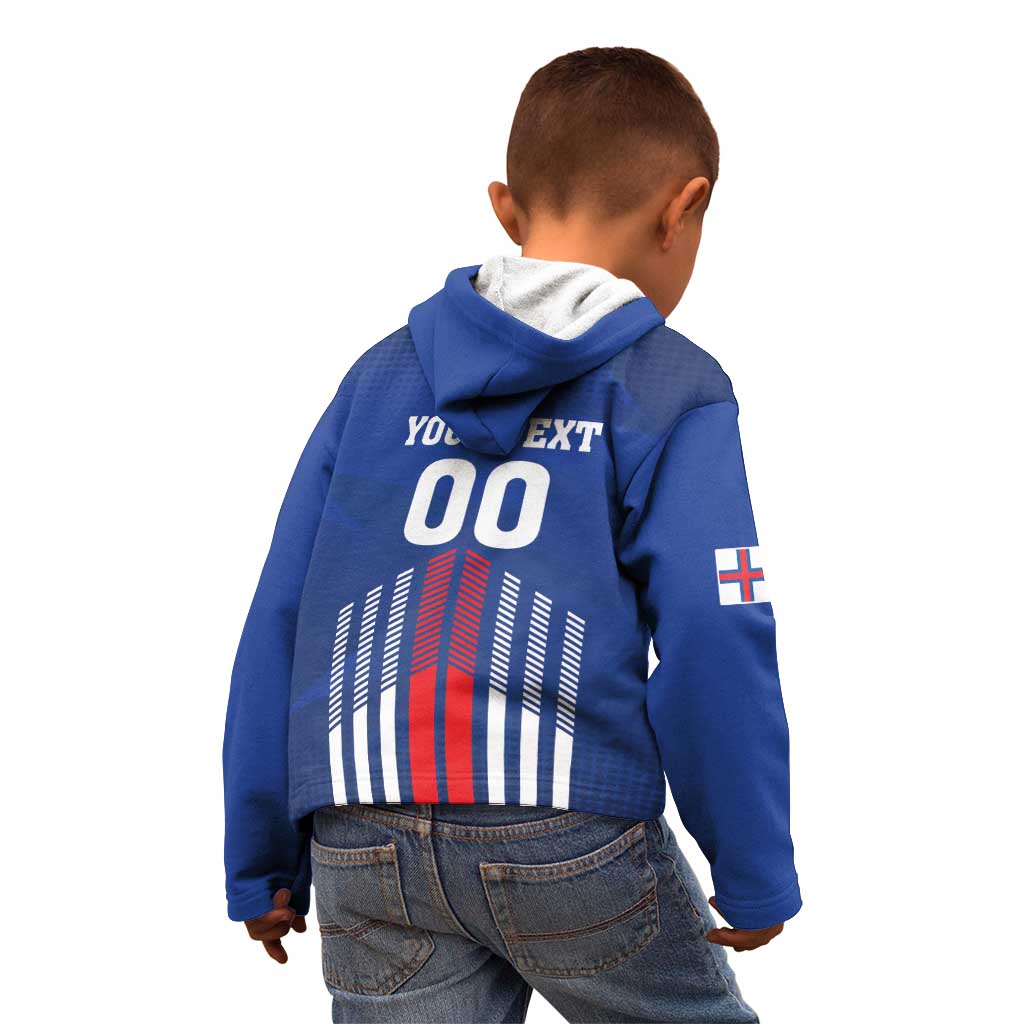 Custom Faroe Islands Football Kid Hoodie Go Champion Blue Version