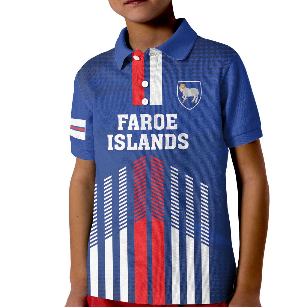 Custom Faroe Islands Football Kid Polo Shirt Go Champion Blue Version