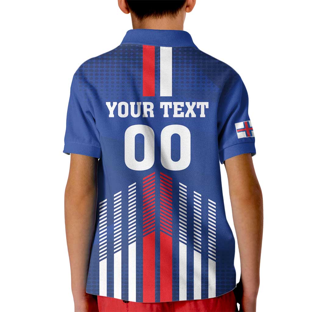 Custom Faroe Islands Football Kid Polo Shirt Go Champion Blue Version