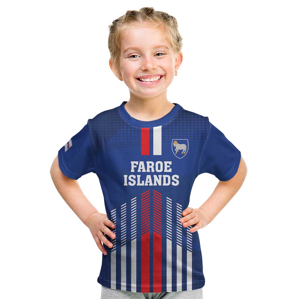Custom Faroe Islands Football Kid T Shirt Go Champion Blue Version