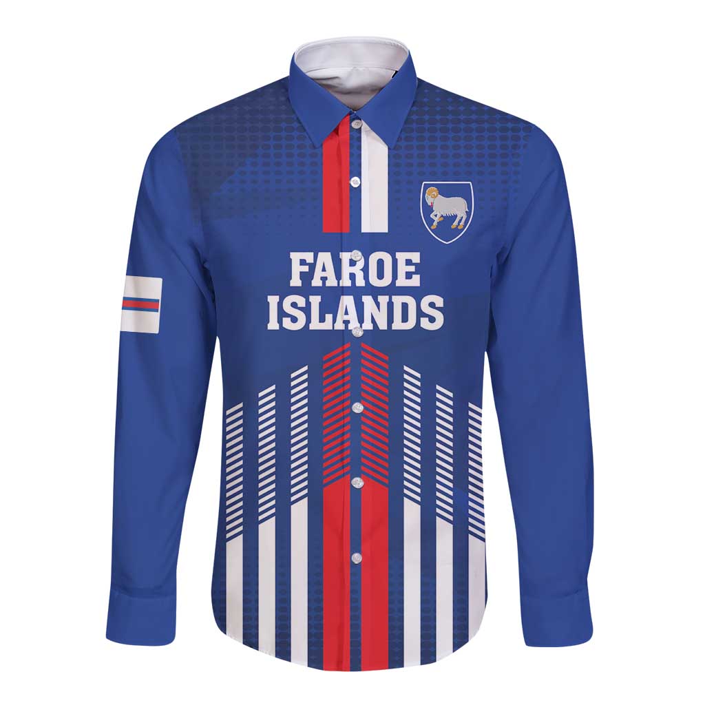 Custom Faroe Islands Football Long Sleeve Button Shirt Go Champion Blue Version