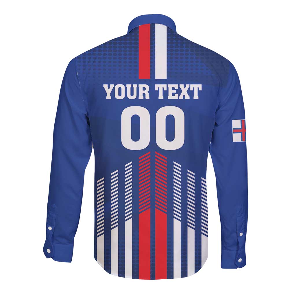 Custom Faroe Islands Football Long Sleeve Button Shirt Go Champion Blue Version