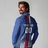 Custom Faroe Islands Football Long Sleeve Polo Shirt Go Champion Blue Version