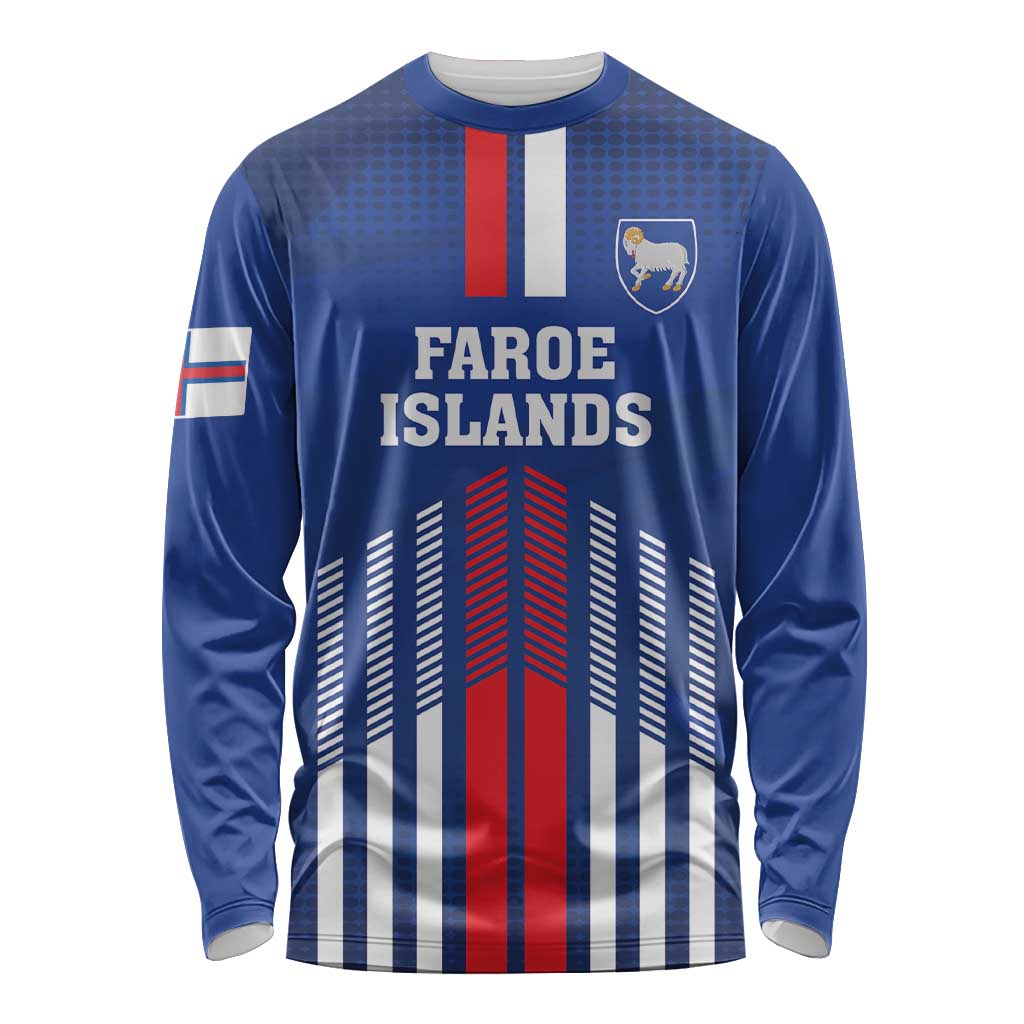 Custom Faroe Islands Football Long Sleeve Shirt Go Champion Blue Version